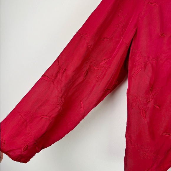 Elisabeth Vintage Red Embroidered Satin Blouse - Picture 4 of 8